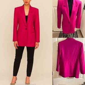 Delicia VTG 80s Berry Pink Blazer / Jacket Boxy‎ Straight Single Button SZ 8 K2Y